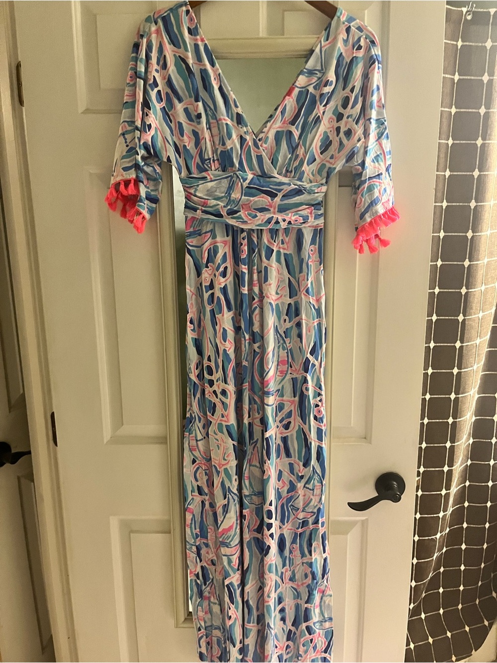 Lilly Pulitzer Maxi Dress with Pink Tassel Trim